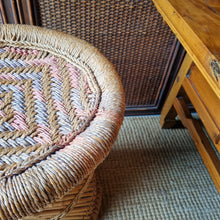 Load image into Gallery viewer, VINTAGE JUTE AND SARKANDA WOOD 'MUDDA' SIDE TABLE / STOOL
