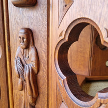 Load image into Gallery viewer, VINTAGE DUTCH MONASTERY STYLE GOTHIC REVIVAL OAK COFFEE TABLE
