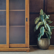 Load image into Gallery viewer, VINTAGE OAK CABINET WITH FROSTED GLASS SLIDING DOORS
