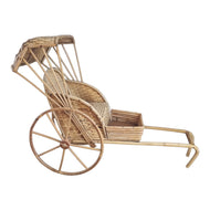 VINTAGE CANE & WICKER RICKSHAW POT PLANT HOLDER