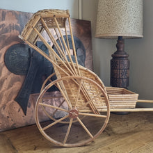 Load image into Gallery viewer, VINTAGE CANE &amp; WICKER RICKSHAW POT PLANT HOLDER
