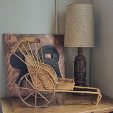 Load image into Gallery viewer, VINTAGE CANE &amp; WICKER RICKSHAW POT PLANT HOLDER
