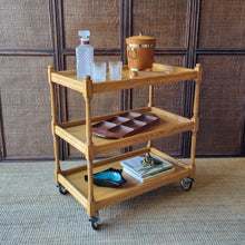 Load image into Gallery viewer, VINTAGE ENGLISH THREE TIER DRINKS TROLLEY / SERVING CART
