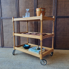 Load image into Gallery viewer, VINTAGE ENGLISH THREE TIER DRINKS TROLLEY / SERVING CART
