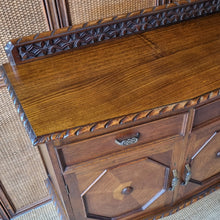 Load image into Gallery viewer, VINTAGE JACOBEAN REVIVAL OAK SIDEBOARD / BUFFET
