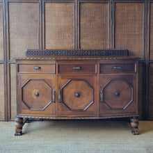 Load image into Gallery viewer, VINTAGE JACOBEAN REVIVAL OAK SIDEBOARD / BUFFET
