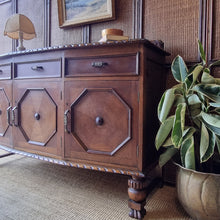 Load image into Gallery viewer, VINTAGE JACOBEAN REVIVAL OAK SIDEBOARD / BUFFET
