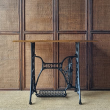 Load image into Gallery viewer, RESTORED VINTAGE SINGLE TREADLE CONSOLE TABLE / SOLID RECLAIMED TASMANIAN OAK TOP
