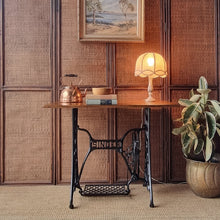 Load image into Gallery viewer, RESTORED VINTAGE SINGLE TREADLE CONSOLE TABLE / SOLID RECLAIMED TASMANIAN OAK TOP
