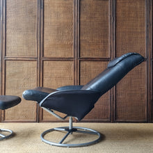 Load image into Gallery viewer, VINTAGE IKEA 'MALUNG' LEATHER SWIVEL ARMCHAIR &amp; OTTOMAN
