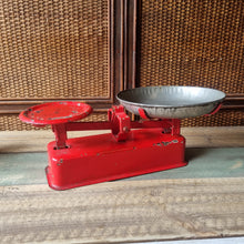 Load image into Gallery viewer, VINTAGE RED ENAMEL GROCER'S SCALE WITH WEIGHTS
