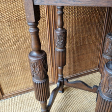 Load image into Gallery viewer, ANTIQUE CARVED &amp; CANE PLANT STAND / JARDINIÈRE STAND

