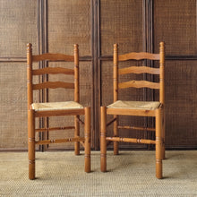 Load image into Gallery viewer, VINTAGE FRENCH PROVINICIAL FARMHOUSE STYLE RAFIA CHAIRS x 2

