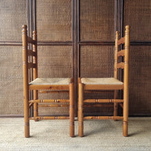 Load image into Gallery viewer, VINTAGE FRENCH PROVINICIAL FARMHOUSE STYLE RAFIA CHAIRS x 2
