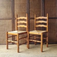 Load image into Gallery viewer, VINTAGE FRENCH PROVINICIAL FARMHOUSE STYLE RAFIA CHAIRS x 2
