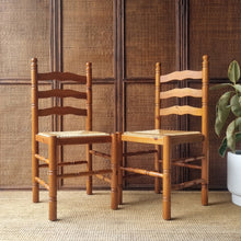 Load image into Gallery viewer, VINTAGE FRENCH PROVINICIAL FARMHOUSE STYLE RAFIA CHAIRS x 2
