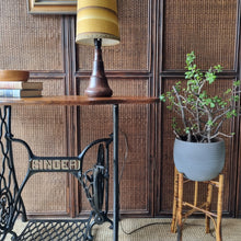 Load image into Gallery viewer, UPCYCLED VINTAGE SINGLE TREADLE CONSOLE TABLE / SOLID RECLAIMED HARDWOOD TOP

