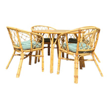 Load image into Gallery viewer, 5 PIECE VINTAGE CANE DINING SETTING - NEW SEAT PADS
