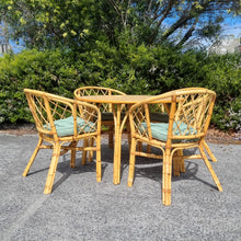 Load image into Gallery viewer, 5 PIECE VINTAGE CANE DINING SETTING - NEW SEAT PADS
