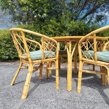 Load image into Gallery viewer, 5 PIECE VINTAGE CANE DINING SETTING - NEW SEAT PADS
