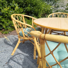 Load image into Gallery viewer, 5 PIECE VINTAGE CANE DINING SETTING - NEW SEAT PADS
