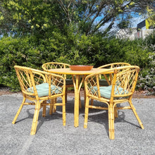 Load image into Gallery viewer, 5 PIECE VINTAGE CANE DINING SETTING - NEW SEAT PADS
