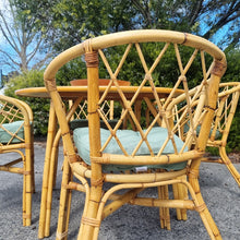 Load image into Gallery viewer, 5 PIECE VINTAGE CANE DINING SETTING - NEW SEAT PADS

