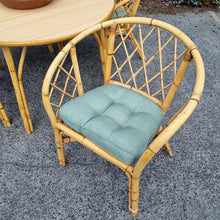 Load image into Gallery viewer, 5 PIECE VINTAGE CANE DINING SETTING - NEW SEAT PADS
