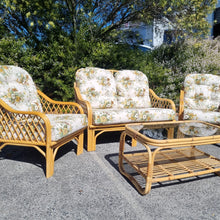 Load image into Gallery viewer, 3 PIECE VINTAGE CANE LOUNGE SETTING
