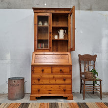 Load image into Gallery viewer, VINTAGE SOLID PINE BUREAU BOOKCASE

