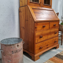 Load image into Gallery viewer, VINTAGE SOLID PINE BUREAU BOOKCASE
