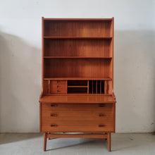 Load image into Gallery viewer, JOHANNES SORTH DANISH TEAK SECRETAIRE BUREAU BOOKCASE FOR BORNHOLMS MØBELFABRIK
