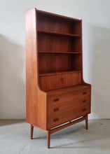 Load image into Gallery viewer, JOHANNES SORTH DANISH TEAK SECRETAIRE BUREAU BOOKCASE FOR BORNHOLMS MØBELFABRIK
