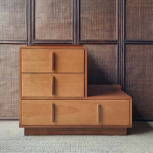 Load image into Gallery viewer, VINTAGE ART DECO MID CENTURY STEP CHEST OF DRAWERS
