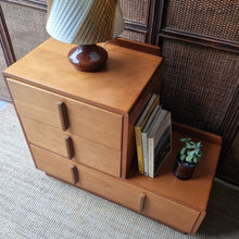 Load image into Gallery viewer, VINTAGE ART DECO MID CENTURY STEP CHEST OF DRAWERS
