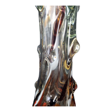Load image into Gallery viewer, Italian Art Glass Orange and Black Murano bubble glass table vase
