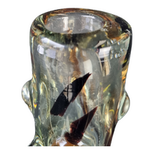 Load image into Gallery viewer, Italian Art Glass Orange and Black Murano bubble glass table vase
