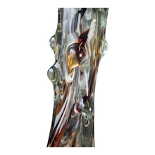 Load image into Gallery viewer, Italian Art Glass Orange and Black Murano bubble glass table vase
