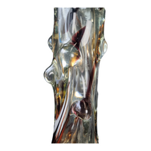 Load image into Gallery viewer, Italian Art Glass Orange and Black Murano bubble glass table vase
