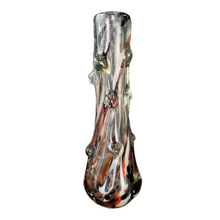 Load image into Gallery viewer, Italian Art Glass Orange and Black Murano bubble glass table vase
