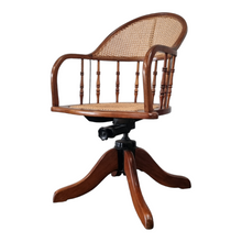 Load image into Gallery viewer, OAK BENTWOOD &amp; RATTAN SWIVEL OFFICE CHAIR
