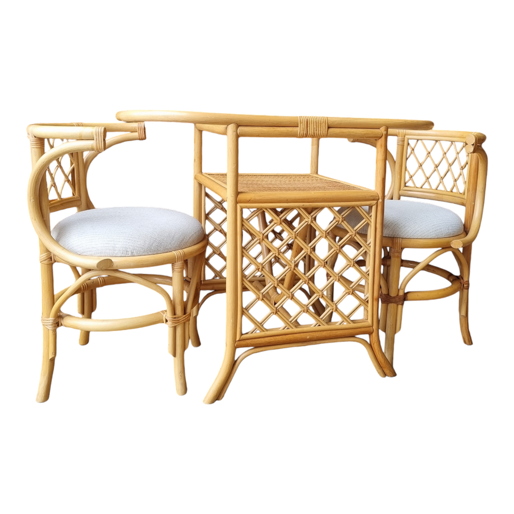 CANE HONEYMOON BREAKFAST SETTING Vintage Upcycle