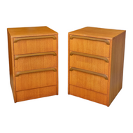 VINTAGE PAIR OF TEAK BEDSIDE DRAWERS BY RELIANCE FURNITURE