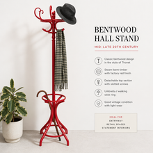 Load image into Gallery viewer, VINTAGE RED BENTWOOD THONET STYLE COAT STAND

