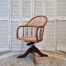 Load image into Gallery viewer, OAK BENTWOOD &amp; RATTAN SWIVEL OFFICE CHAIR
