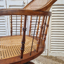 Load image into Gallery viewer, OAK BENTWOOD &amp; RATTAN SWIVEL OFFICE CHAIR
