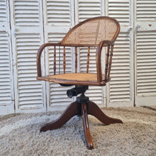 Load image into Gallery viewer, OAK BENTWOOD &amp; RATTAN SWIVEL OFFICE CHAIR
